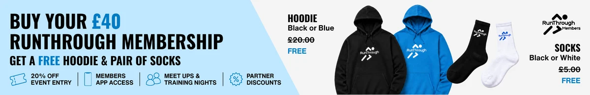 Buy your £40 RunThrough membership — get a free hoodie and pair of socks
